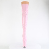 Růžový 20 cm FLAMINGO-3000HWR Hologram platformě overknee kozačky pro tanec na tyči