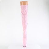 Růžový 20 cm FLAMINGO-3000HWR Hologram platformě overknee kozačky pro tanec na tyči