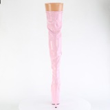 Růžový 20 cm FLAMINGO-3000HWR Hologram platformě overknee kozačky pro tanec na tyči