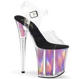 Růžový 20 cm FLAMINGO-808HGI Hologram boty na platformě a podpatku