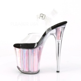 Růžový 20 cm FLAMINGO-808HGI Hologram boty na platformě a podpatku