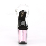 Růžový 20 cm FLAMINGO-808HGI Hologram boty na platformě a podpatku