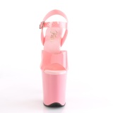 Růžový 20 cm FLAMINGO-808N JELLY-LIKE stretch sandaly na platformě a podpatku