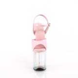 Růžový 20 cm FLAMINGO-809HT Hologram boty na platformě a podpatku
