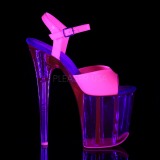 Růžový 20 cm FLAMINGO-809UVT Neon Platformě Sandály Podpatky