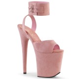 Růžový 20 cm FLAMINGO-891 semiš boty na platformě a podpatku