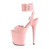 Růžový 20 cm FLAMINGO-891 semiš boty na platformě a podpatku