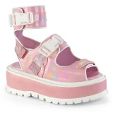 Růžový 5 cm Demonia SLACKER-15B Platformě Sandály