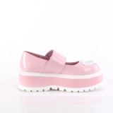 Růžový 5 cm SLACKER-25 mary jane boty s platformě