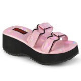 Růžový 6,5 cm DEMONIA FLIP-12 pantofle na platformy emo gothic