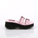 Růžový 6,5 cm DemoniaCult FLIP-12 pantofle na platformy emo gothic