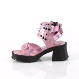 Růžový 7 cm DemoniaCult BRATTY-07 Platformě sandály na tlustém podpatku