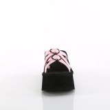 Růžový 9 cm DemoniaCult FUNN-15 pantofle na platformy emo gothic