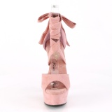 Růžový Koženka 15 cm DELIGHT-679 vysoké podpatky s kotníkovými tkaničky