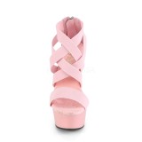 Růžový elastický pás 15 cm DELIGHT-669 pleaser boty na podpatku