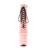 Růžový faux suede 20 cm FLAMINGO-1020FS kotníkové kozačky pro tanec na tyči