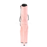 Růžový faux suede 20 cm FLAMINGO-1020FS kotníkové kozačky pro tanec na tyči