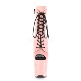 Růžový faux suede 20 cm FLAMINGO-1021FS kotníkové kozačky pro tanec na tyči