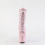 Růžový glitter 18 cm ADORE-1040GR pleaser kozačky na podpatku