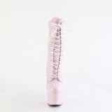 Růžový glitter 18 cm ADORE-1040IG pleaser kozačky na podpatku