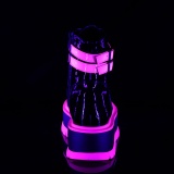 Růžový neon 11,5 cm SHAKER-52 kotnikové kozačky cyberpunk na platformy