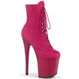 Růžový semišové 20 cm FLAMINGO-1020FST kotnikové kozačky pro tanec na tyči