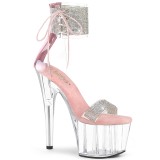 Růžový strass 18 cm ADORE-727RS vysoké podpatky s kotníková manžeta