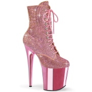 Růžový strass kamen 20 cm FLAMINGO-1020CHRS pleaser kozačky na podpatku