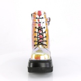 Růžový třpytky 11,5 cm SHAKER-52 Gothic Kotníkové Kozačky Klínové
