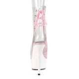 Růžový třpytky 15 cm DELIGHT-1018C kotnikové kozačky na podpatku pro tanec na tyči