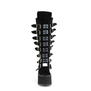 Samet 14 cm SWING-815 alternativní kozačky platformě přezky cerny
