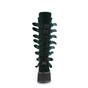 Samet 14 cm SWING-815 alternativní kozačky platformě přezky zelené