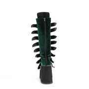 Samet 14 cm SWING-815 alternativní kozačky platformě přezky zelené