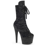 Samet 18 cm ADORE-1045VEL kotníkove kozačky podpatku cerny