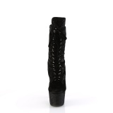 Samet 18 cm ADORE-1045VEL kotníkove kozačky podpatku cerny + ochranné ¨pičky