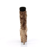 Samet 18 cm ADORE-1045VEL kotníkove kozačky podpatku khaki + ochranné ¨pičky