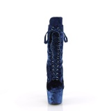 Samet 18 cm ADORE-1045VEL kotníkove kozačky podpatku modré + ochranné ¨pičky
