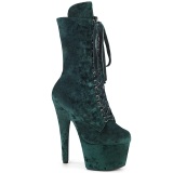 Samet 18 cm ADORE-1045VEL kotníkove kozačky podpatku zelené