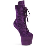Samet 18 cm pony heelless CRAZE-1045VEL kotníkove kozačky podpatku nachovy