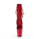 Samet 20 cm FLAMINGO-1045VEL kotníkove kozačky podpatku cerveny + ochranné ¨pičky