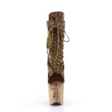 Samet 20 cm FLAMINGO-1045VEL kotníkove kozačky podpatku khaki + ochranné ¨pičky