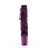 Samet 20 cm FLAMINGO-1045VEL kotníkove kozačky podpatku nachovy + ochranné ¨pičky