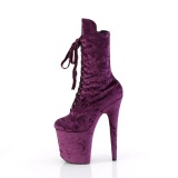 Samet 20 cm FLAMINGO-1045VEL kotníkove kozačky podpatku nachovy + ochranné ¨pičky
