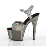 Šedá 18 cm ADORE-709HGCH Hologram boty na platformě a podpatku