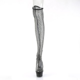 Síťovina strass 15 cm DELIGHT-3009 Černý vysoké kozačky nad kolena