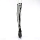 Síťovina strass 15 cm DELIGHT-3009 Černý vysoké kozačky nad kolena