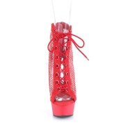 Síťovina strass 15 cm DELIGHT kotníkové boty s tkaničkami v cerveny