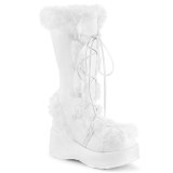 Srst 7 cm CUBBY-311 gothic kozačky s tkaničkami dámské bílé