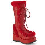 Srst 7 cm CUBBY-311 gothic kozačky s tkaničkami dámské Červené