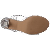 Stříbro 11,5 cm CLEARLY-408 dámské sandály na podpatku
